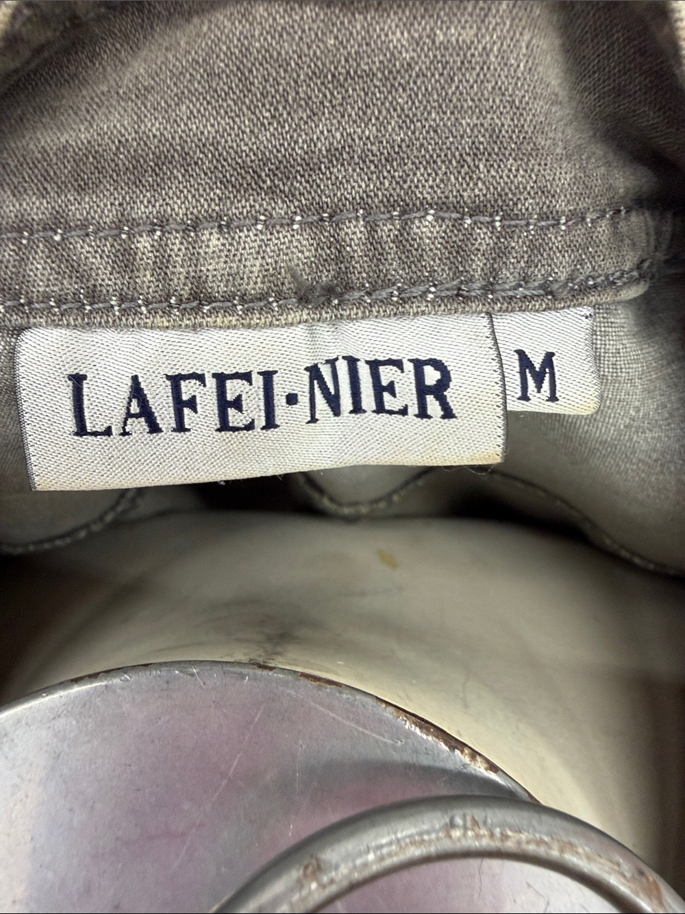 Women’s Grey Zip-Front Denim Jacket - Picture 3 of 11